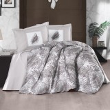 Cumpara ieftin Lenjerie pat dublu,bumbac ranforce,4 piese,gri cu pene,PumaV2-A1283