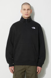 The North Face bluză M Essential Qz Crew bărbați, culoarea negru, cu imprimeu, NF0A87FCJK31