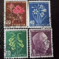 Serie timbre flora flori plante Elvetia stampilate timbre filatelice postale