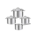 Set oale, 7 piese din inox, compus din 3 x oale, 1x cratita cu coada si 3 x capace sticla ZILAN / ZLN 1344