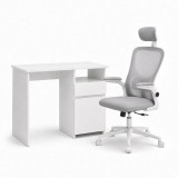 Set de birou Family Pro 100x50x74 cm cu scaun rotativ Flexo, alb-alb