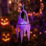 Decoratiune iluminata de Halloween - fantoma - mov - 10 LED-uri colorate - de agatat - 2 x 2032 - 75