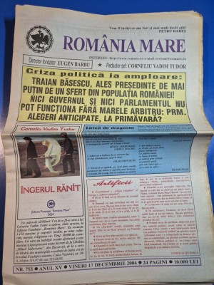 ziarul romania mare 17 decembrie 2004 - redactor sef corneliu vadim tudor - traian basescu ales presedinte foto
