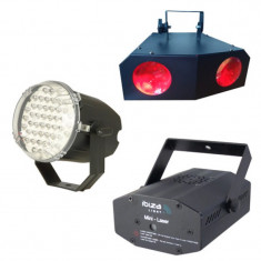 Kit pentru petreceri, laser, stroboscop, aparat iluminat 88 LED-uri foto