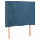 Cumpara ieftin Tablie pat cu urechi albastru inchis 103x16x118/128 cm catifea