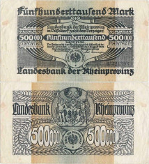 1923 (1 VIII), 500.000 mark (Grabowski RPR.12a-d) - Germania (Dusseldorf)! foto