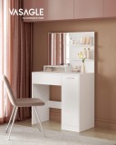 VASAGLE Masuta de toaleta cu oglinda, dulap si sertar pentru cosmetice, 80x40x132cm, alb Household NewTrend