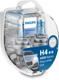 Set 2 becuri Philips H4 WhiteVision Ultra 12V 60/55W + BONUS 2 becuri W5W WhiteVision 12342WVUSM