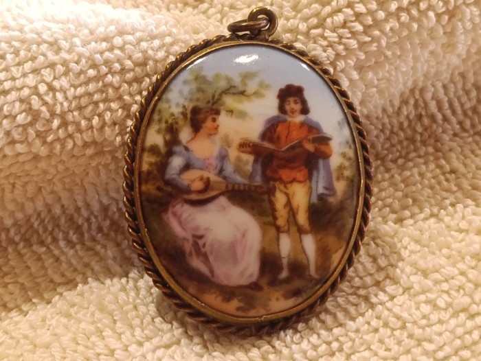 LIMOGES MEDALION FRAGONARD pictat manual pe PORTELAN splendid UNIC manopera EXCEPTIONALA FRANTA 1900