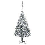 Brad Crăciun pre-iluminat cu set globuri, verde, 180 cm, PVC