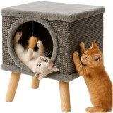 Casuta pentru pisici cu pat si zgarietoare Purlov 38 x 32 x 32 cm