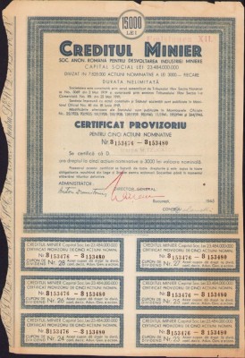 A533 Acțiune Creditul Minier pe numele academicianului Nicolae Dașcovici foto