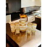 Set carafă aurie și 6 pahare sticlă