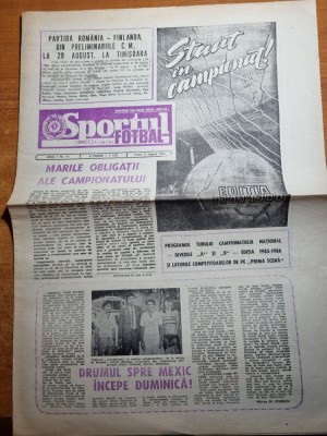 sportul fotbal 2 august 1985-loturile tuturol echipelor din campionat foto