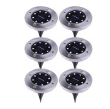 Set 6x Lampa Cu Incarcare Solara Rapida SI Timp Mare De Utilizare, Tip Spot Cu 8 Leduri, Pentru Gradina, WaterProof, IP65, Carcasa Din Metal Rezistent