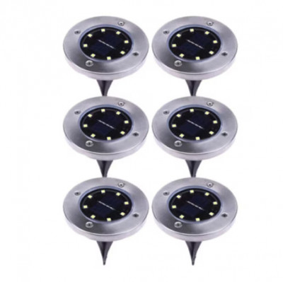 Set 6x Lampa Cu Incarcare Solara Rapida SI Timp Mare De Utilizare, Tip Spot Cu 8 Leduri, Pentru Gradina, WaterProof, IP65, Carcasa Din Metal Rezistent foto