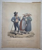 Litografie colorată &bdquo;Le Fumeur &ndash; Canton d&rsquo;Unterwalden&rdquo;, din seria Suisse. Jeux et Usages, Paris, circa 1830&ndash;1840