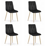 Cumpara ieftin Set 4 scaune bucatarie/living, Artool, Libra, catifea neagra, picioare metal natur, 45x54x86.5 cm