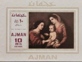 BC26, Ajman 1969, colita neperforata picturi Murillo, Nestampilat