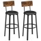VASAGLE Set 2 scaune de bar cu spatar din PAL, sezut moale tapitat, 39x100x76cm, maro rustic si negru Household NewTrend