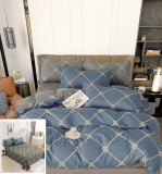 Cumpara ieftin Lenjerie Pat Melania Sf044, Bumbac, 4 Piese, Fara Elastic, Albastru, Gri