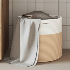 Gossi cos de depozitare, bej si alb, &Oslash;40x35 cm, bumbac