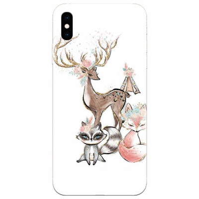 Husa silicon pentru Apple Iphone XS Max, Foxs And Deer foto