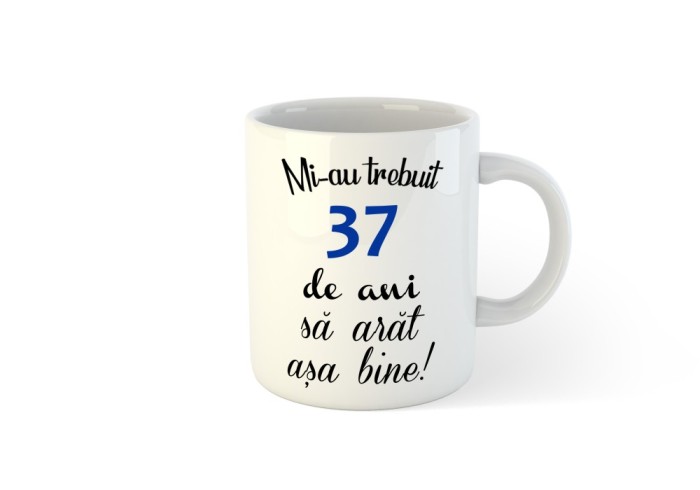Cana alba personalizata Mi-au trebuit 37 ani, INOVATIX&reg;. 330ml