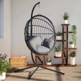 Suport Scaun Suspendat Tip Ou vidaXL, Oțel Antracit, 104x100x197cm, Max 150kg, Cadru Stabil, Interior/Exterior