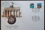 GERMANIA - FDC SI MEDALIE ARGINT - PRIMA ANIVERSARE A CADERII ZIDULUI BERLINULUI, Europa