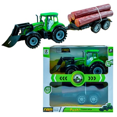 Tractor cu frictiune si remorca lemne foto
