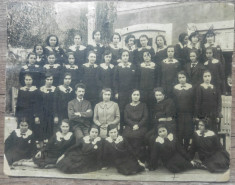 Clasa de fete, Giurgiu 1926// fotografie lipita pe carton foto