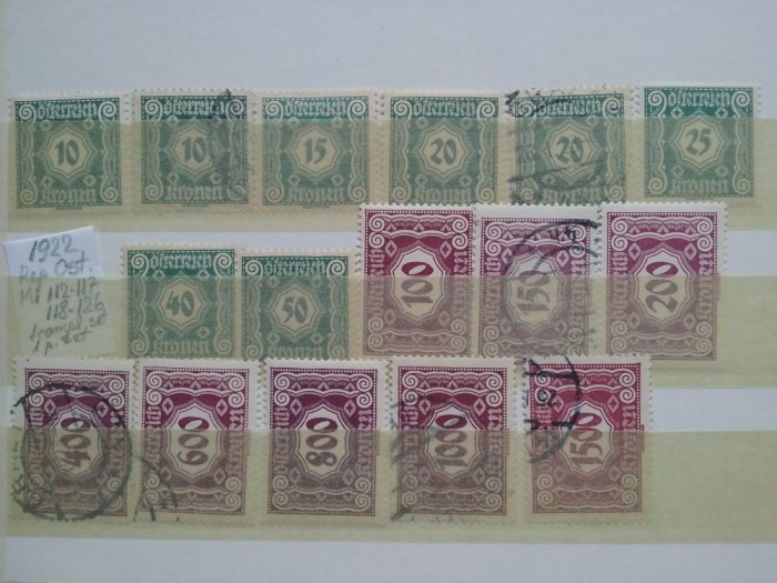 1922- Austria-Rep.Ost.-Mi112-117,118-126-c.set+par.set-MH+st.