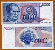 = IUGOSLAVIA - 5000 DINARA ? 1985 ? UNC = foto