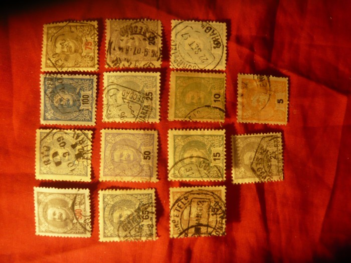 Serie mica Portugalia Rege Carlos I 1895-1896 14 val. stampilate