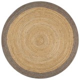 Gossi covor manual cu margine gri, 90 cm, iuta