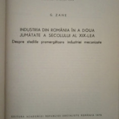 Industria din Romania in a doua jumatate a secolului al XIX-lea/ G Zane