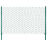 vidaXL Gard din plasă de s&acirc;rmă cu st&acirc;lpi, verde, 25 x 1,5 m, oțel 144616