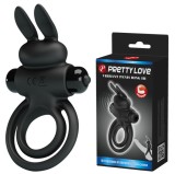 Inel Penis Pretty Love Vibrant Ring III, 10 Moduri Vibratii, Silicon, Negru