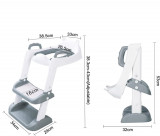 Scaun de toaletă pentru copii cu scări, antiderapant, reglabil, Alb
