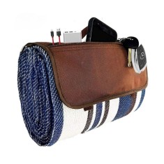 Patura Picnic Fun cu Buzunar tesatura de acrilic, spuma, material impermeabil, model cu dungi, 200 x 150 cm desfasurata, 40 x 30 cm
