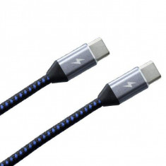 Cablu de date USB C la USB C, Negru/Albastru foto