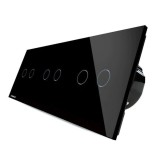 Intrerupator dublu x 3 cu indicator luminos Livolo VL-C702/C702/C702-12, touch, incastrat, negru