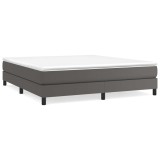 Cumpara ieftin Pat box spring cu saltea, gri, 160x200 cm, piele ecologica