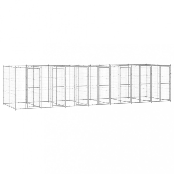 vidaXL Padoc pentru c&acirc;ini de exterior, 16,94 m&sup2;, oțel galvanizat 3082287