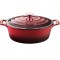Cratita fonta emailata cu capac ovala 29cm RED Handy KitchenServ