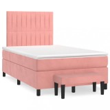 vidaXL Pat box spring cu saltea, negru, 120x190 cm, catifea 3270486