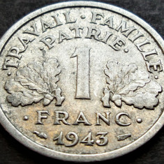 Moneda istorica 1 FRANC - FRANTA, anul 1943 * cod 320 A