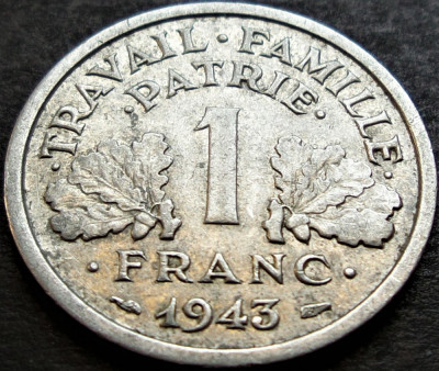 Moneda istorica 1 FRANC - FRANTA, anul 1943 * cod 320 A foto