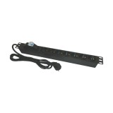 PDU EMTEX aluminiu, 19 inch 7 prize schuko si siguranta automata, 16A ,3500W ,3x1.5, 2m 1U